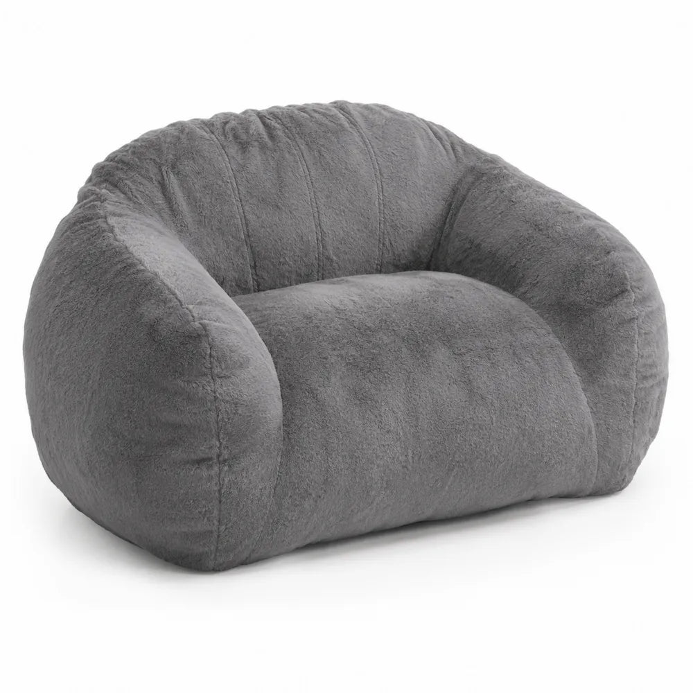 Fauteuil en tissu peluche gris