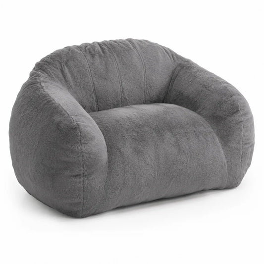 Fauteuil en tissu peluche gris