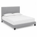 Lit double en bois et tissu gris 140x200 cm