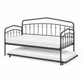 Lit gigogne en métal noir avec matelas 90x200 cm