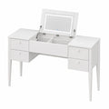 Coiffeuse en MDF Blanc avec Miroir et Tiroirs