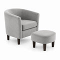 Fauteuil en Velours Gris avec Repose-pieds