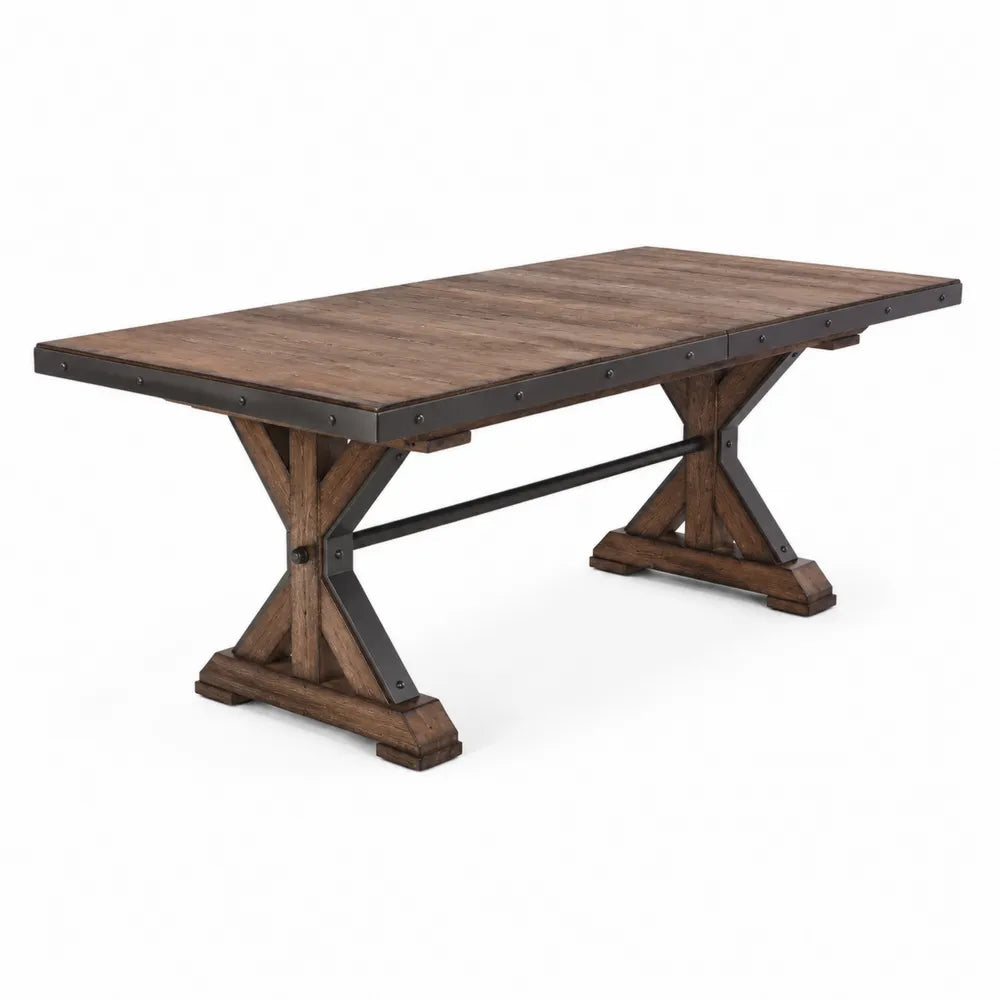 Table à manger en bois et métal marron 200x100x75cm