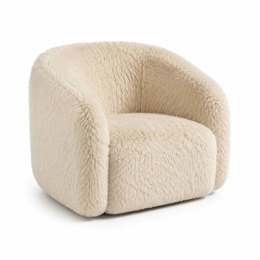 Fauteuil en Tissu Peluche Beige
