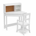 Bureau d'angle enfant en bois MDF avec chaise - Blanc