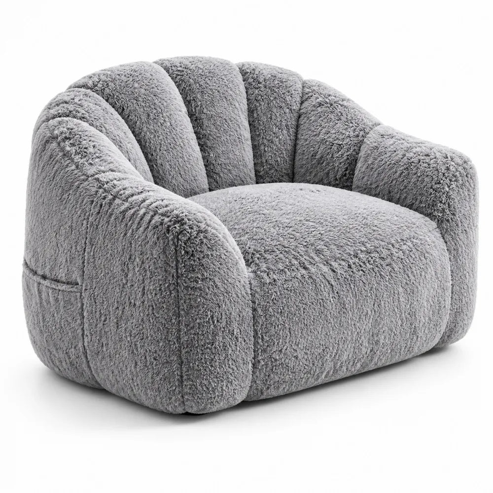 Fauteuil en tissu polyester gris 85x85x75 cm