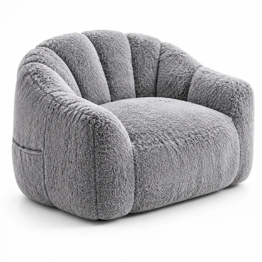 Fauteuil en tissu polyester gris 85x85x75 cm