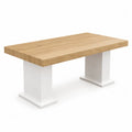 Table à manger rectangulaire en bois clair et blanc