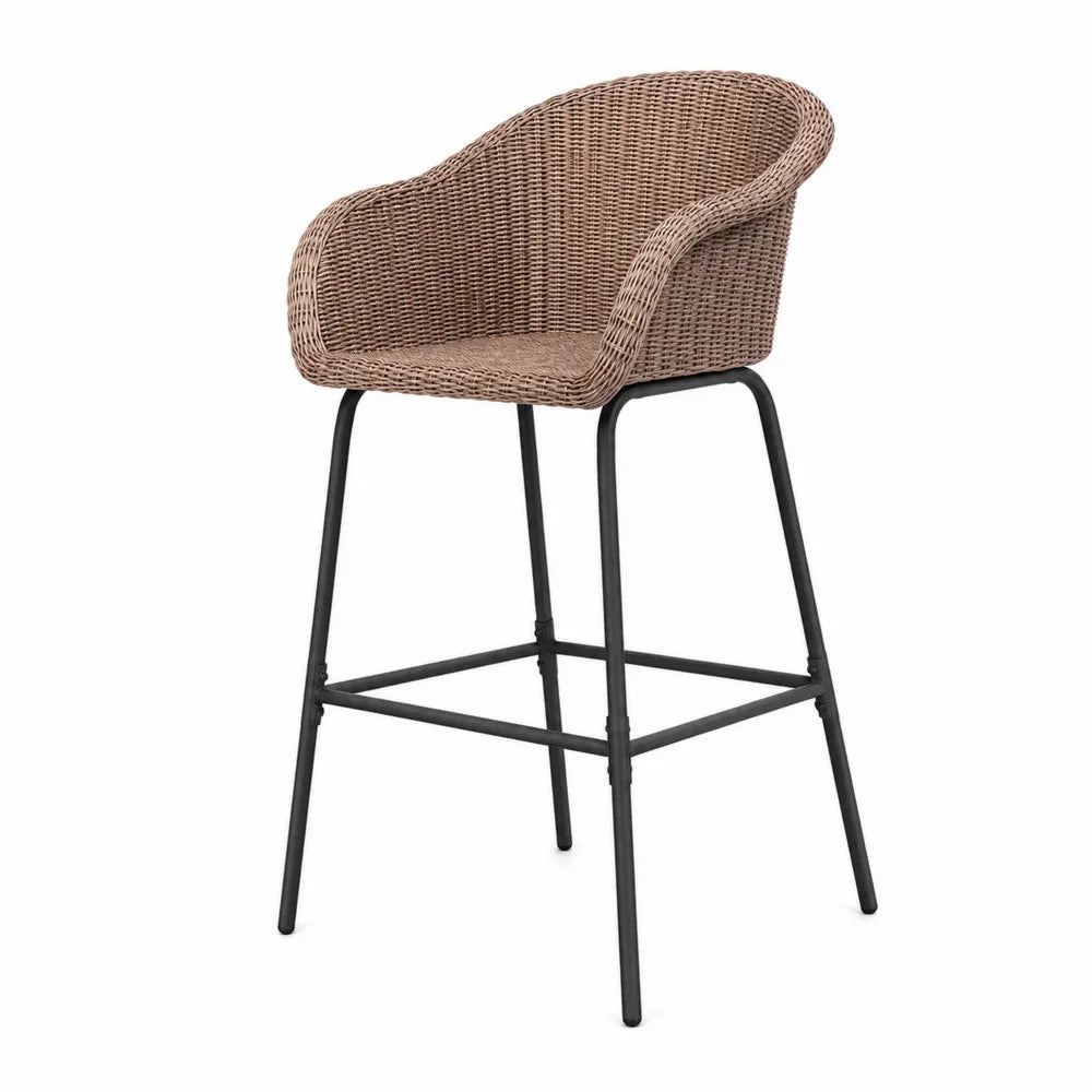 Chaise haute extérieure en résine tressée et métal, 110 cm