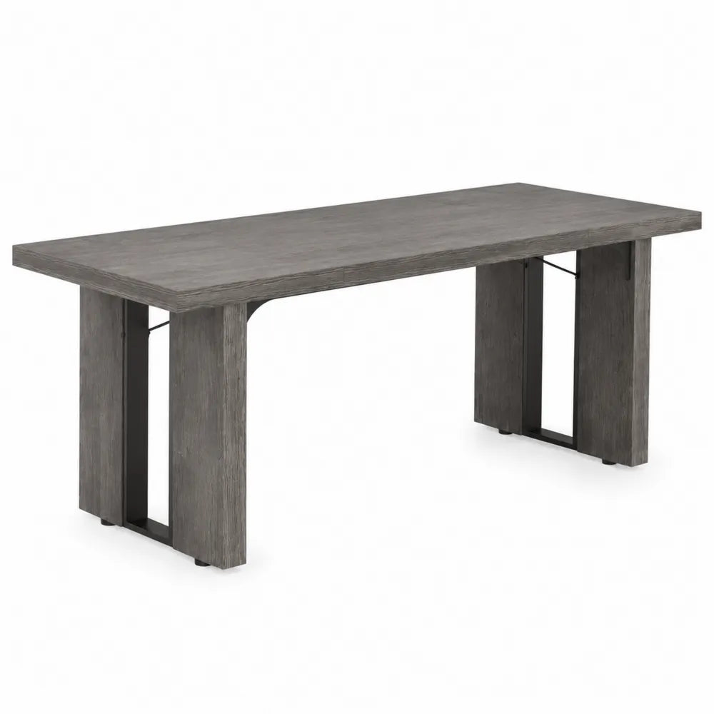 Table à manger rectangulaire en bois et métal gris 200x100x75 cm