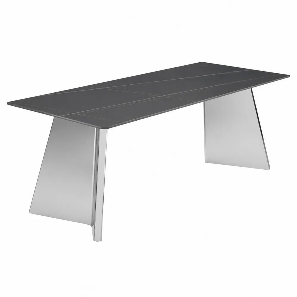 Table rectangulaire en verre et métal 180x90x75 cm