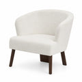 Fauteuil en tissu bouclette blanc avec pieds en bois massif